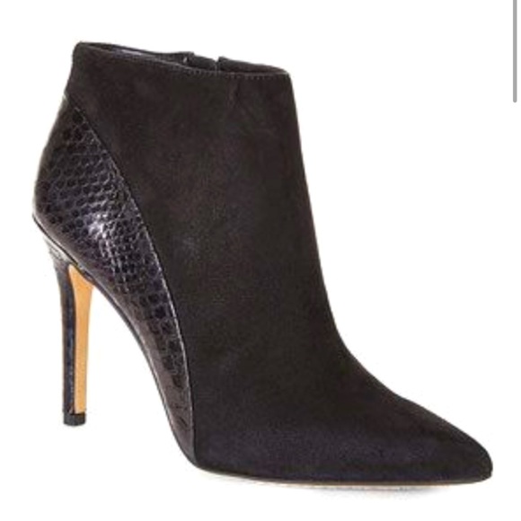 Vince Camuto Shoes - Vince Camuto Kasi Black Suede Leather Point Tie Ankle Boot Bootie